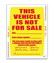 Vehicle Not For Sale Sticker