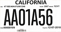 California Temporary License Plates